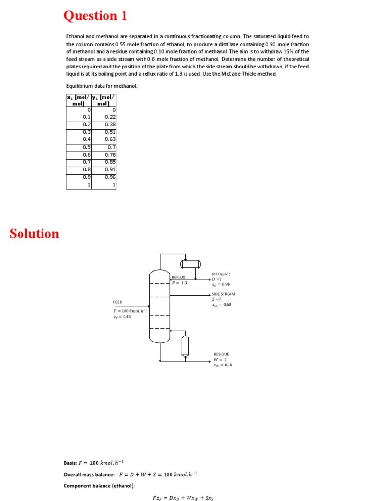 Distillation Quiz 1 PDF Applied And Interdisciplinary Physics