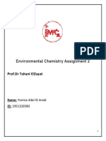 Environmental Chemistry Assignment 2: Prof - DR Tahani Elzayat