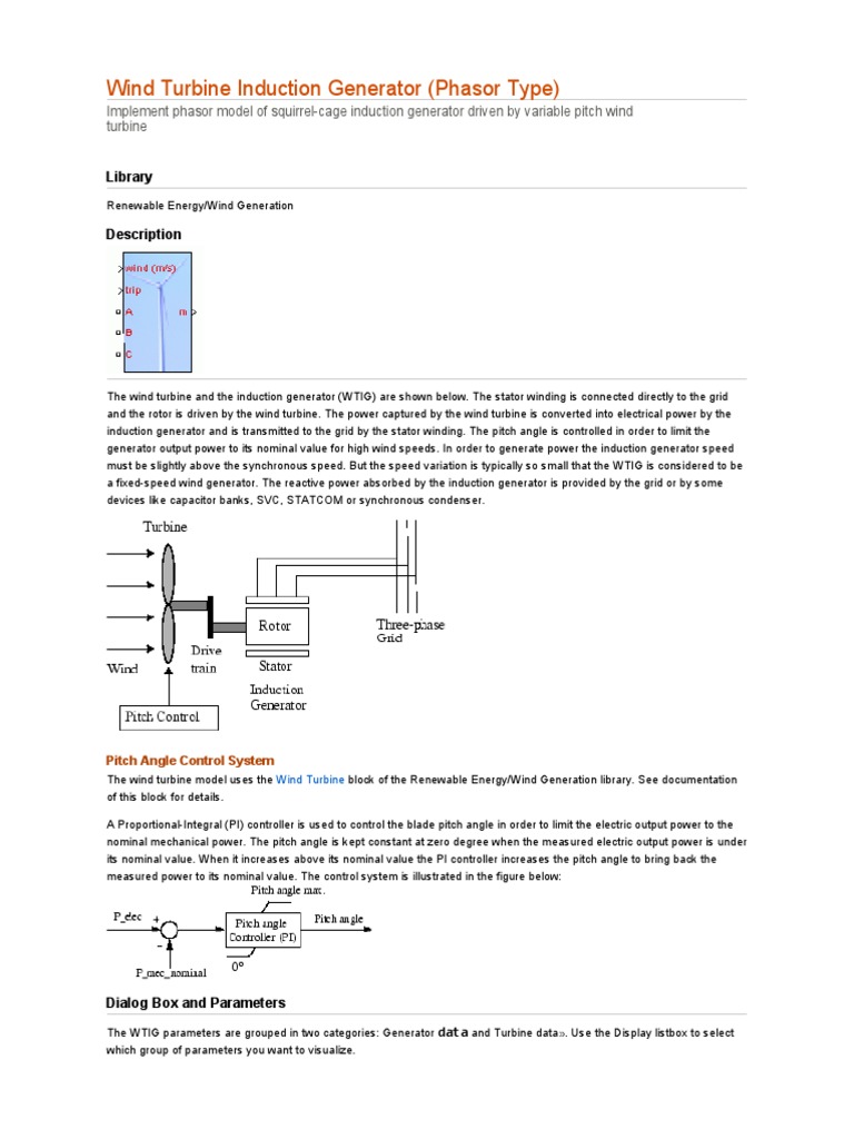Wind Turbine Induction Generator (Phasor Type) PDF Electric