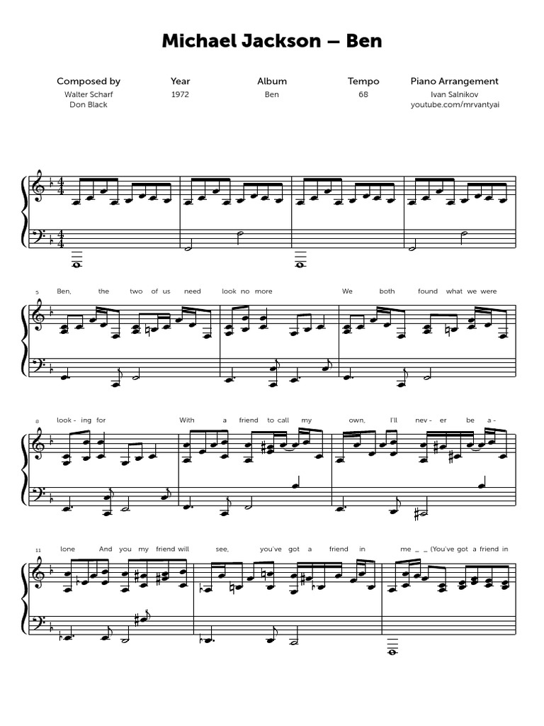 Michael Jackson Ben Pdf Musical Compositions
