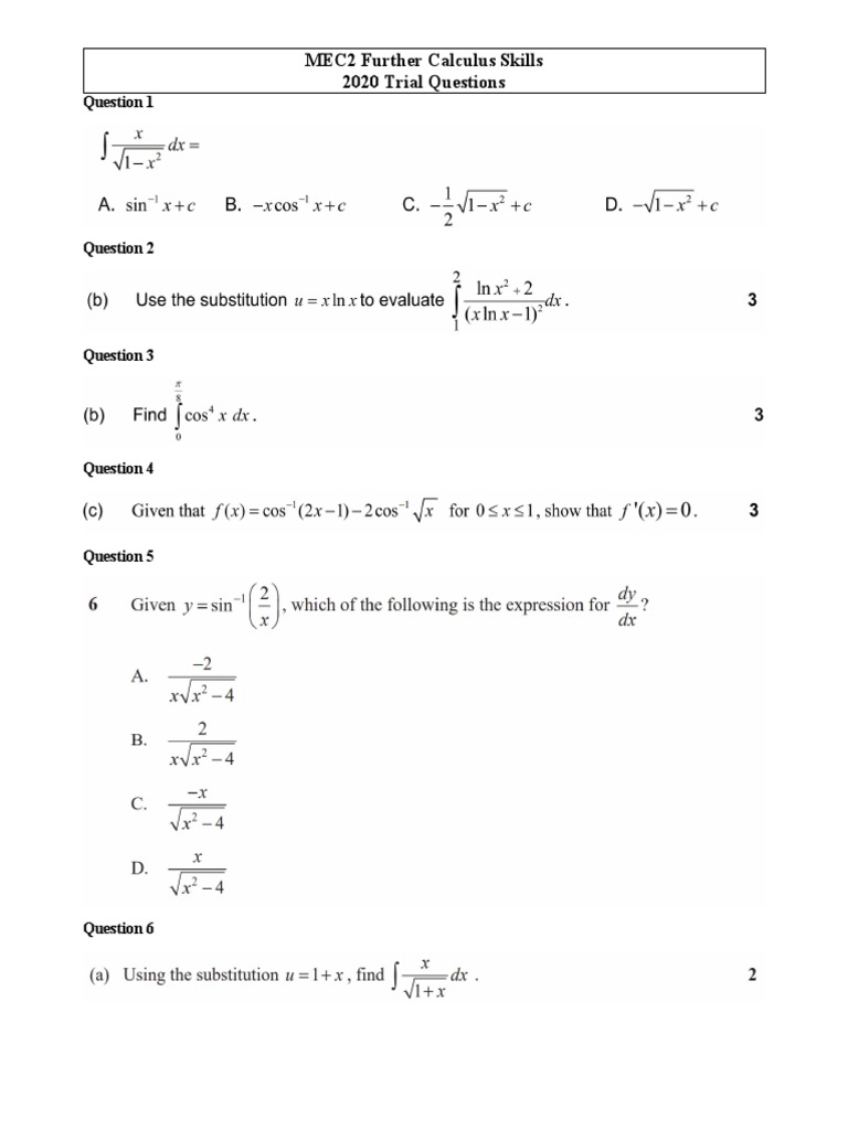 CalculsTrial Questions | PDF