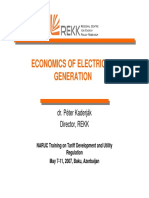 Economics of Electricity Generation: Dr. Péter Kaderják Director, REKK