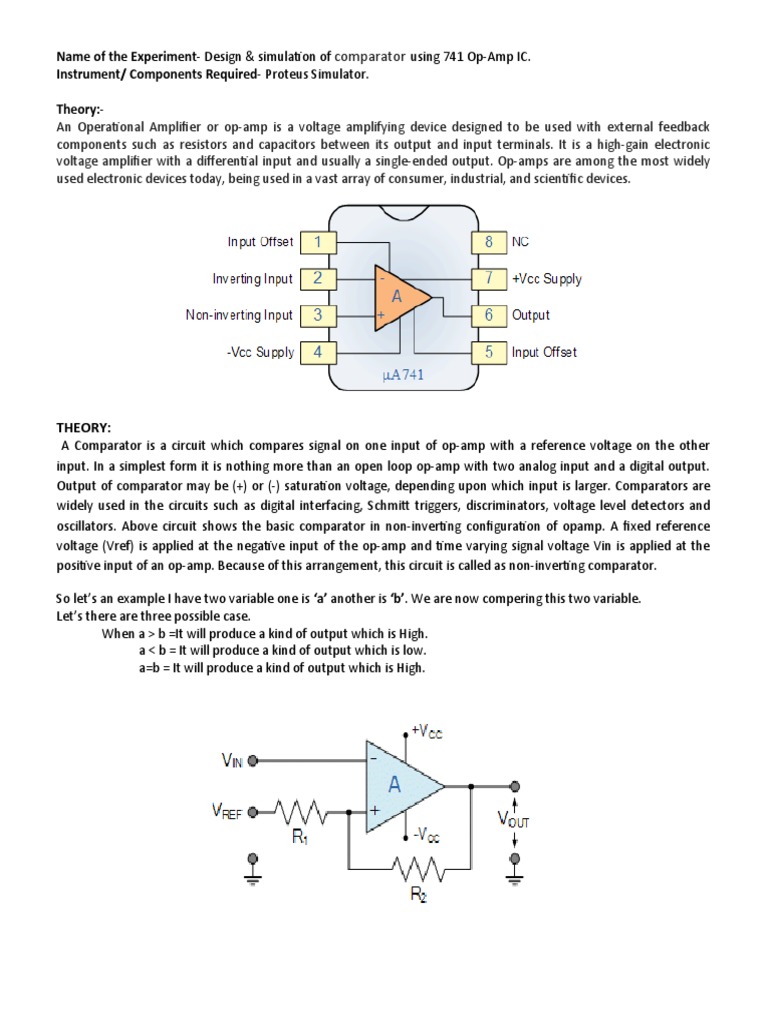 Comparator Name of The ExperimentDesign & Simulation of Instrument