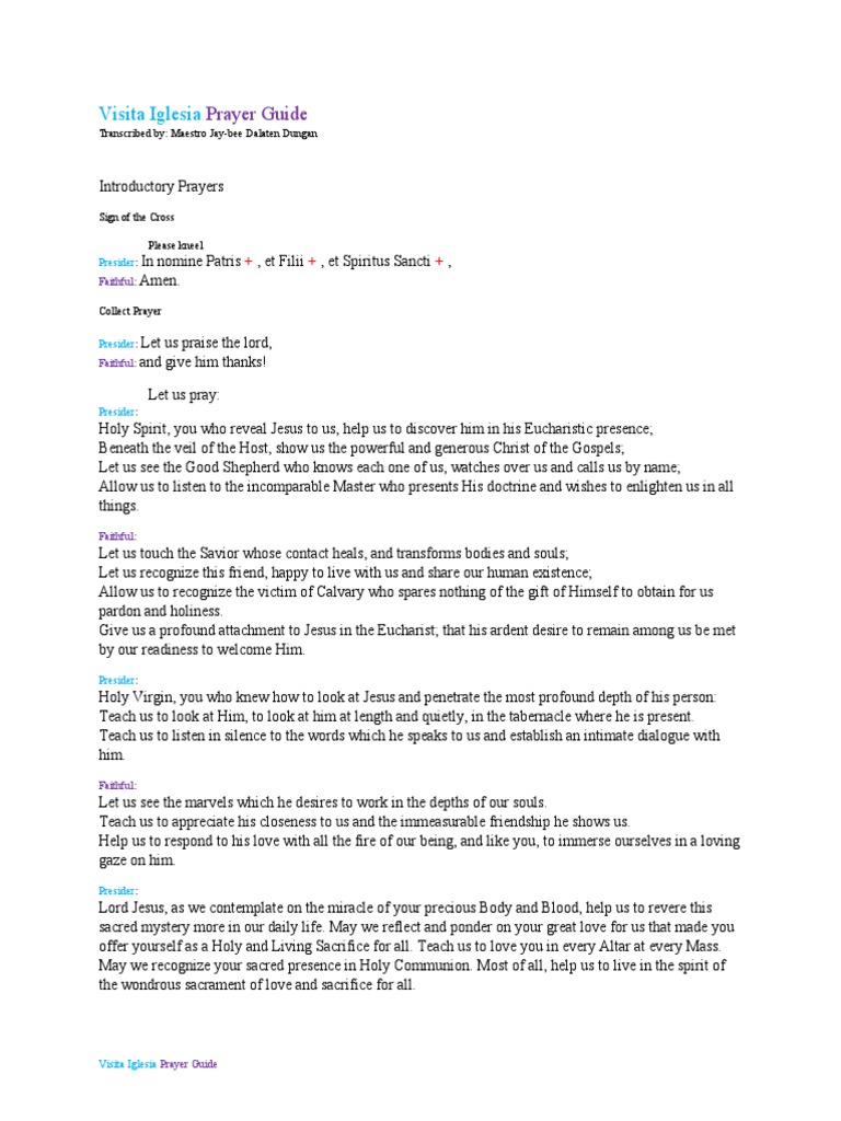 Visita Iglesia Prayer Guide PDF Eucharist Glory (Religion)