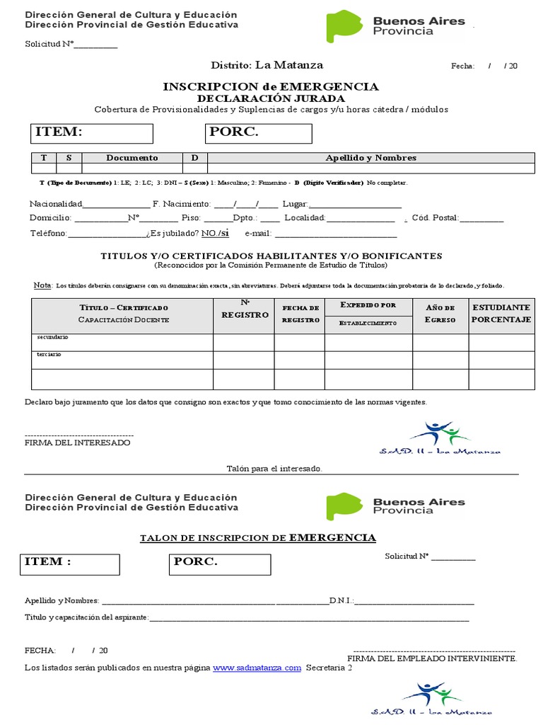 DECLARACION JURADA de Emergencia | PDF | Gobierno y personalidad