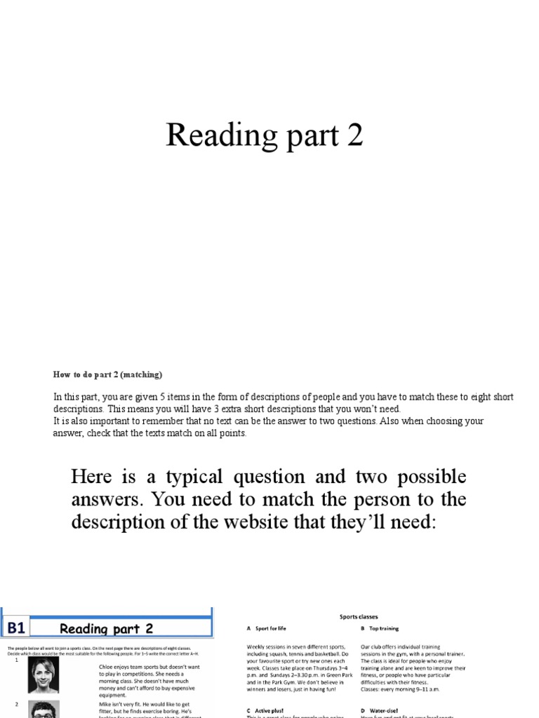 Reading Part 2 | PDF