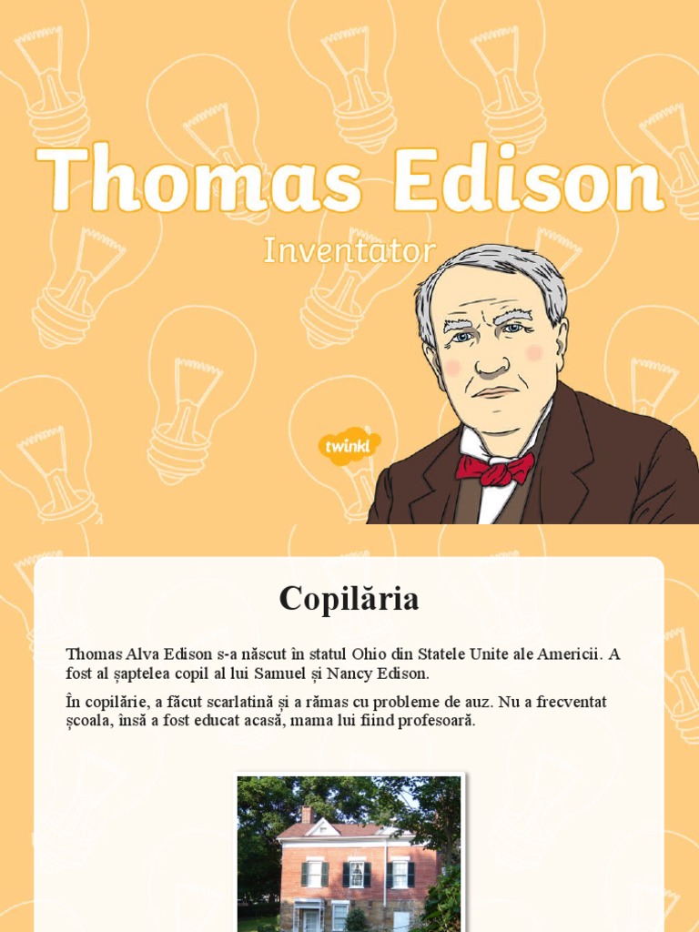 Ro2 I 8 Thomas Edison Prezentare Powerpoint Ver 2 | PDF