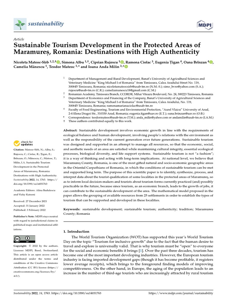 Sustainable Tourism Development in The Protected Areas of Maramures ...