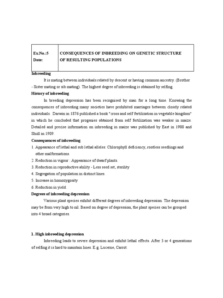Consequences of Inbreeding in Populations | PDF | Inbreeding ...