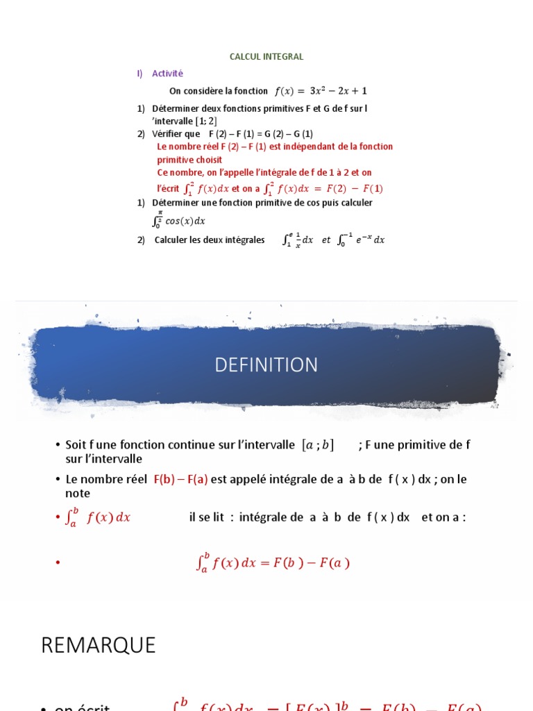 Calcul d'intégrales et primitives | PDF | Intégral | Relations ...