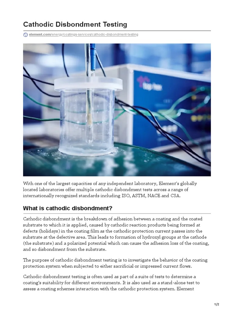 Cathodic Disbondment Testing Overview | PDF
