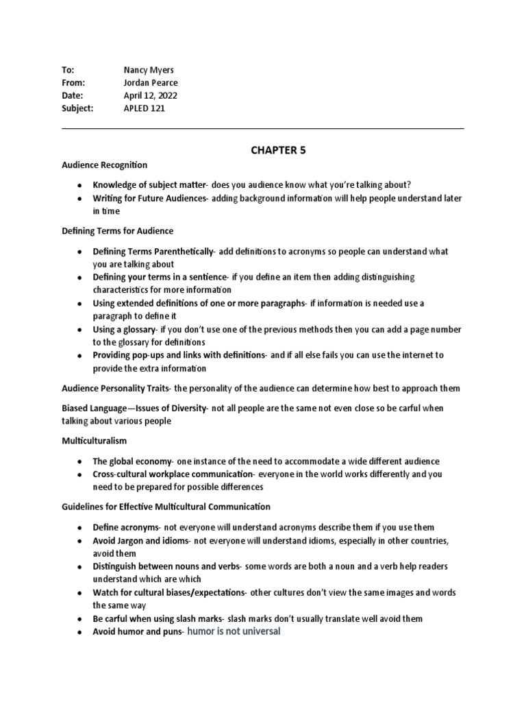 Chapter 5 Summary | PDF | Acronym | Word