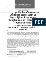 Türkiye'ye Göç Eden Yabancılara Uygulanan Sosyal Uyum Ve Yaşam Eğitimi Programının Geliştirilmesi Ve Etkililiğinin Değerlendirilmesi