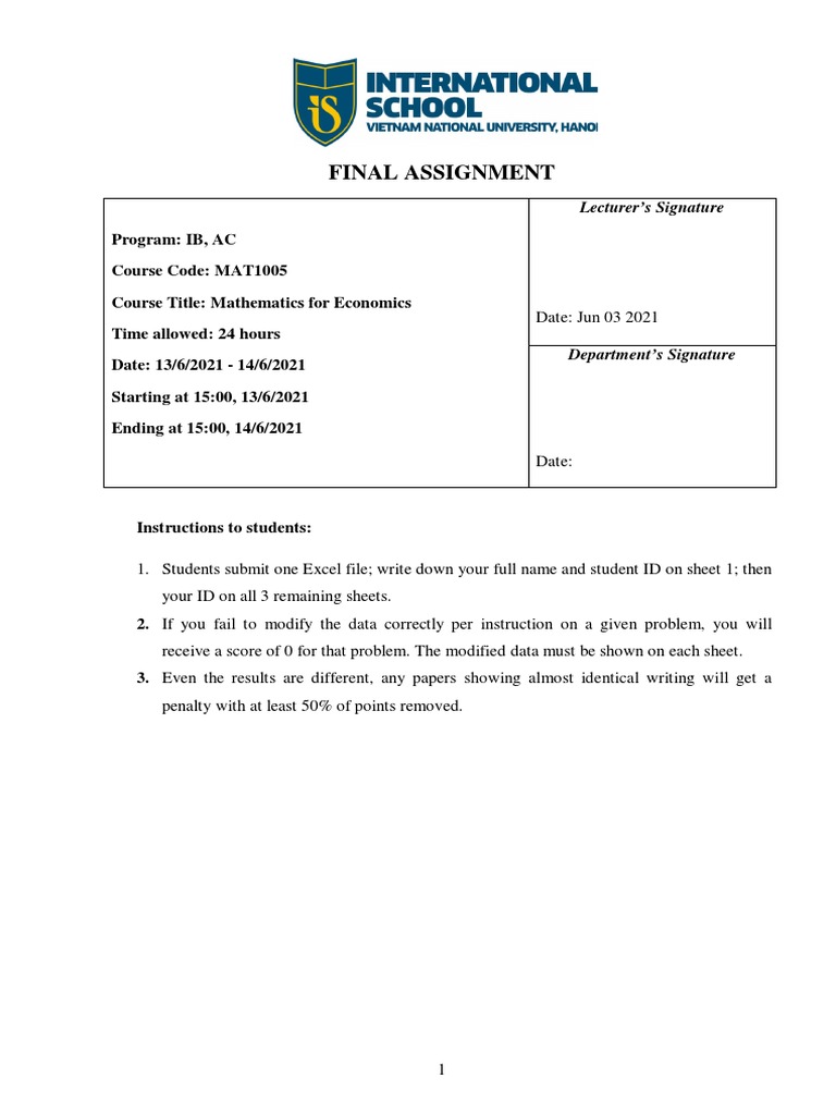 Final Assignment MAT1005 | PDF | Particulates | Robotics