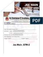 Jee Main - GTM-2: Sri Chaitanya IIT Academy., India
