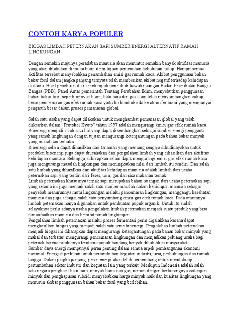 Contoh Karya Ilmiah Populer