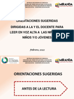 Orientaciones Dirigidas A La y El Docente para Leer en Voz Alta A Las Niñas, Los Niños Yo Jóvenes