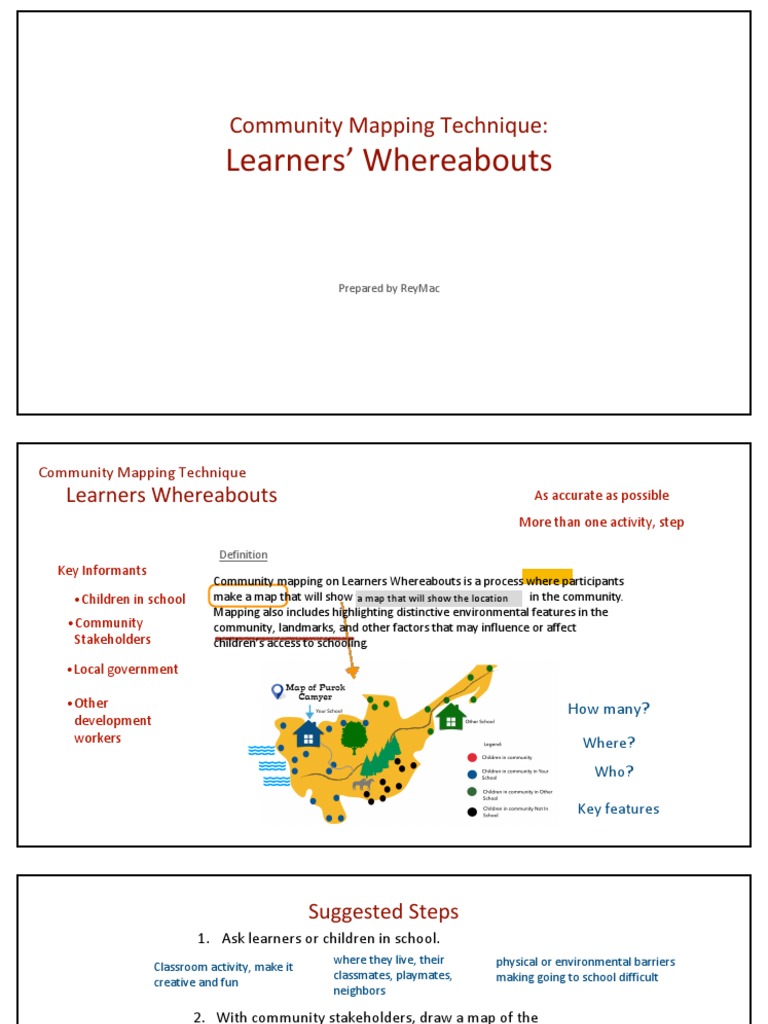 Community Mapping for Learners' Whereabouts | PDF | Community ...