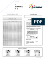 Grade 3 Mathematics: Answer Sheet Subject Code: M-3