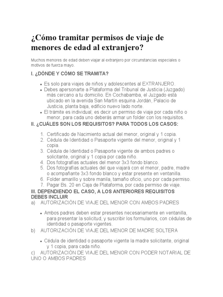Permisos de Viaje para Menores al Exterior | PDF | Gobierno | Justicia