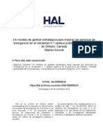 Un Modelo de Gestión Estratégica para Mejorar Los Servicios de Emergencia en El Rendemen H Opitaux Pública en La Provincia de Ontario, Canadá