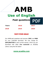 JAMB Use of English Past Questions 2016-2020