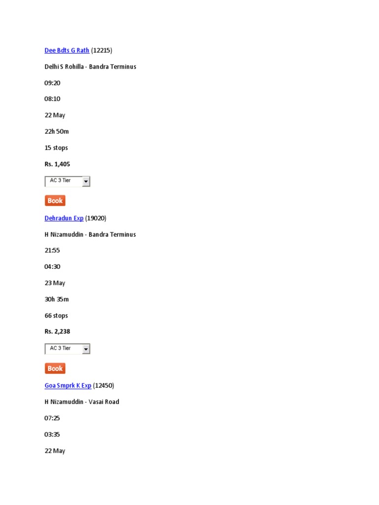 Train Schedules and Fares for May 22 | PDF
