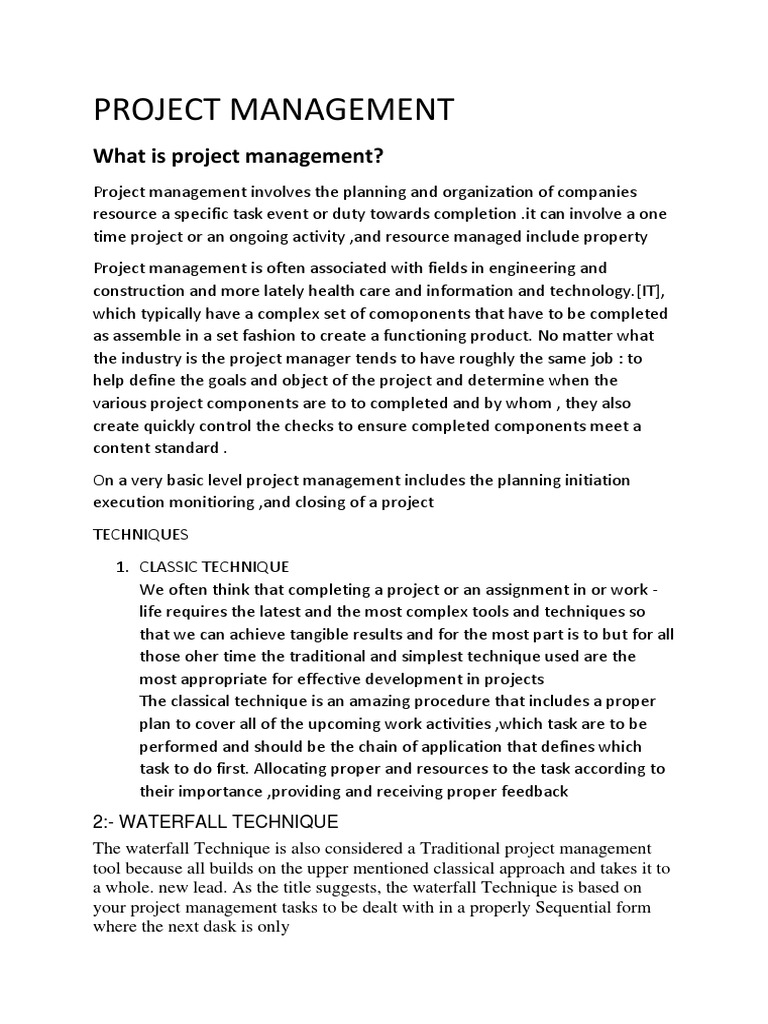PROJECT MANAGEMENT Assignment | PDF | Project Management | Agile ...