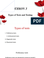 Lesson 3: Types of Tests and Testing