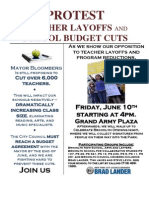 Flyer For The Rally To Protest Teacher Layoffs and School Budget Cuts