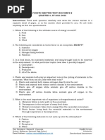 Fourth Written Test in Science 8 QUARTER 4, SY 2021-2022 Instructions: Read Each Question Carefully and Write The Correct Answer in A