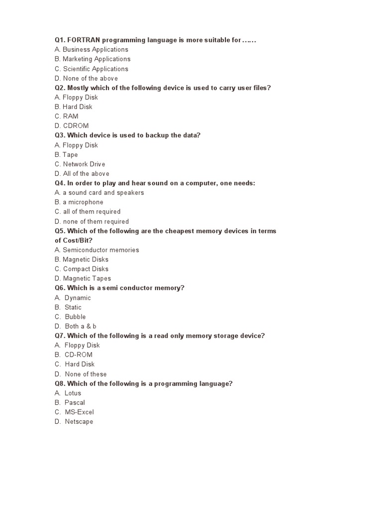 Itc Test | PDF | Read Only Memory | Computer Data Storage