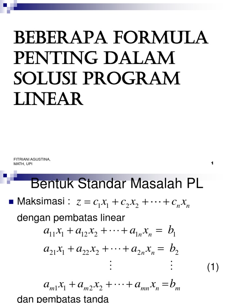 Contoh Soal Analisis Sensitivitas Metode Simpleks Jejak