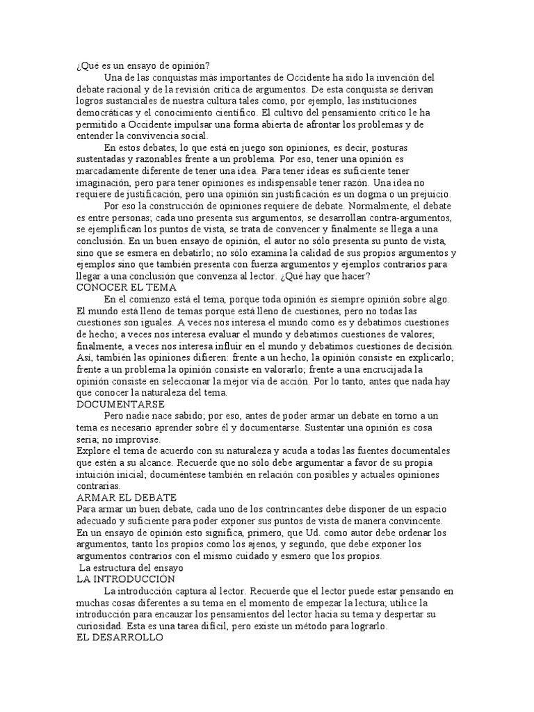 Opinion essay outline image