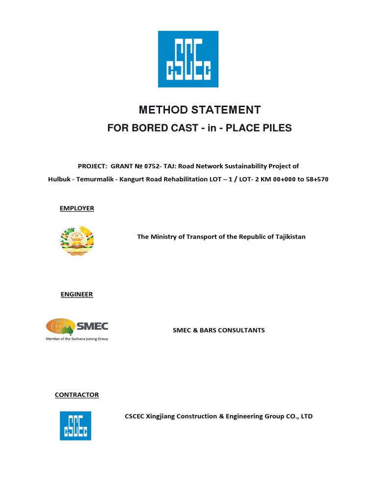 Method Statement for Bored Piles Construction | PDF | Deep Foundation ...