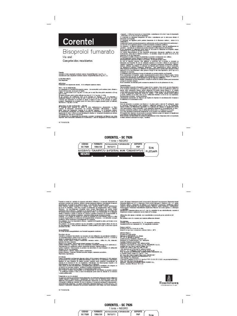 Uso y Dosis de Corentel (Bisoprolol) | PDF | Asma | Hipoglucemia