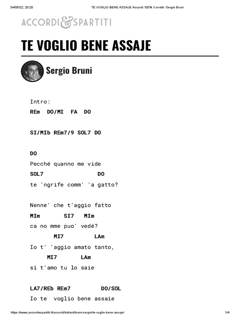 Te Voglio Bene Assaje Accordi Do | PDF