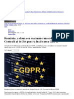 România, A Doua Cea Mai Mare Amenda Din Europa Centrala Si de Est Pentru Incalcarea GDPR - Mediafax