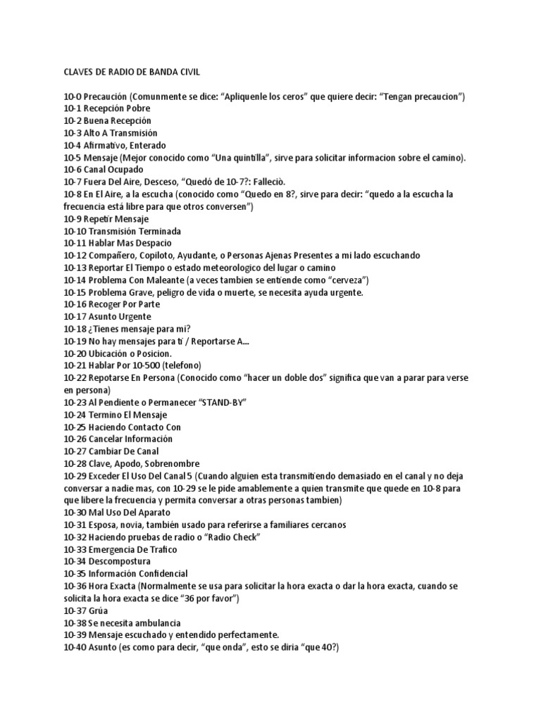 Claves de Radio de Banda Civil