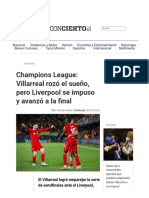 Champions League - Villarreal Rozó El Sueño, Pero Liverpool Se Impuso y Avanzó A La Final