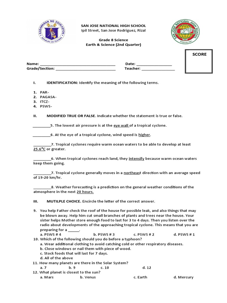 Grade 8 Science Remedial 2nd Quarter | PDF