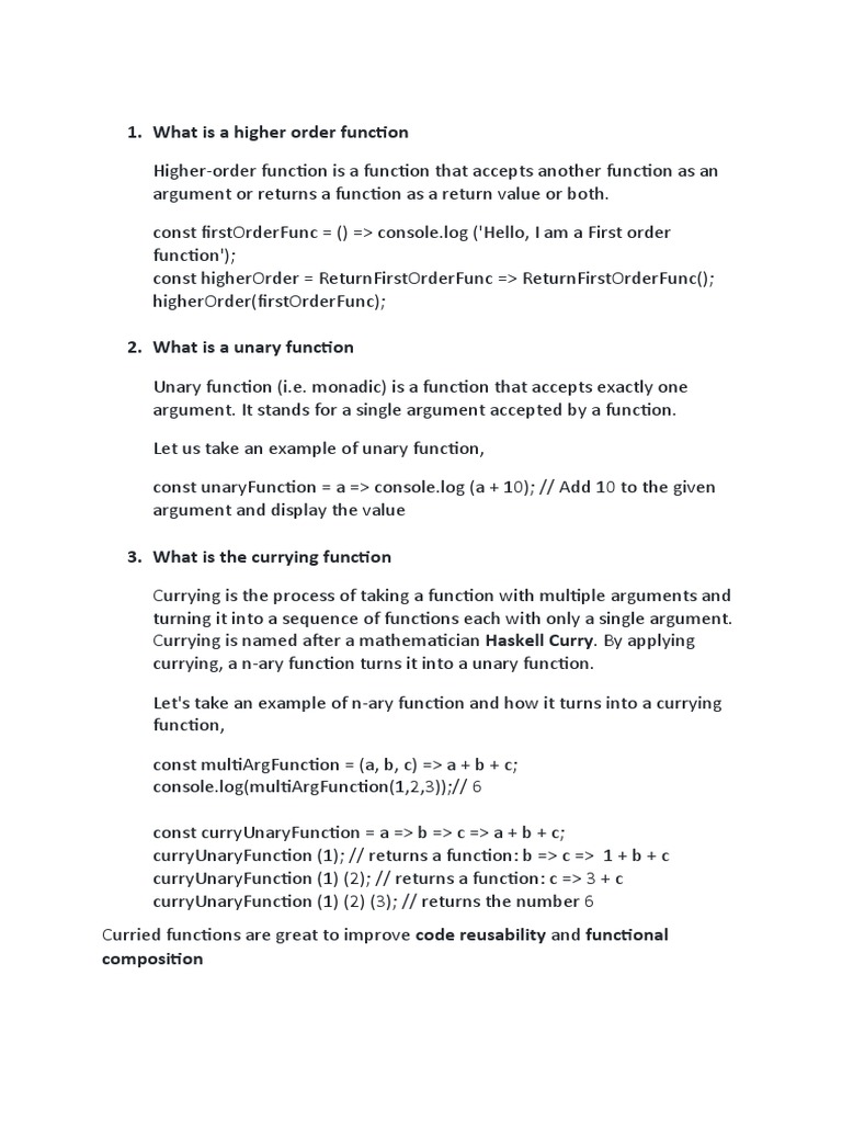 Understanding Higher-Order and Unary Functions | PDF