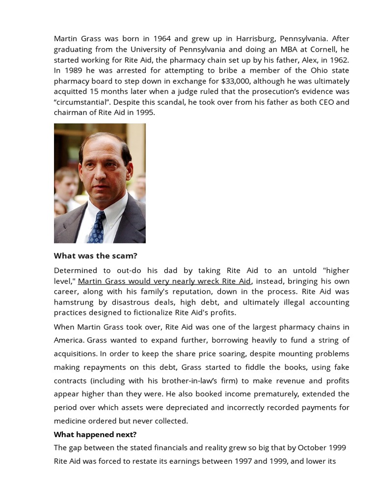 Martin Grass: Rise and Fall at Rite Aid | PDF | Politics | Law