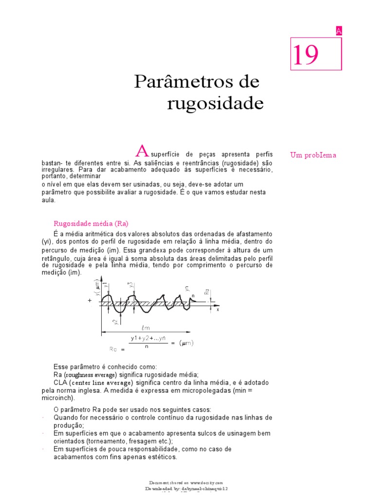 Parâmetros de Rugosidade em Usinagem | PDF | Medição