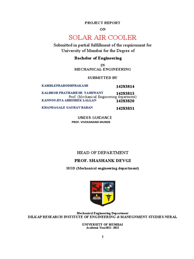 Solar air cooler project 1 pdf solar panel photovoltaics