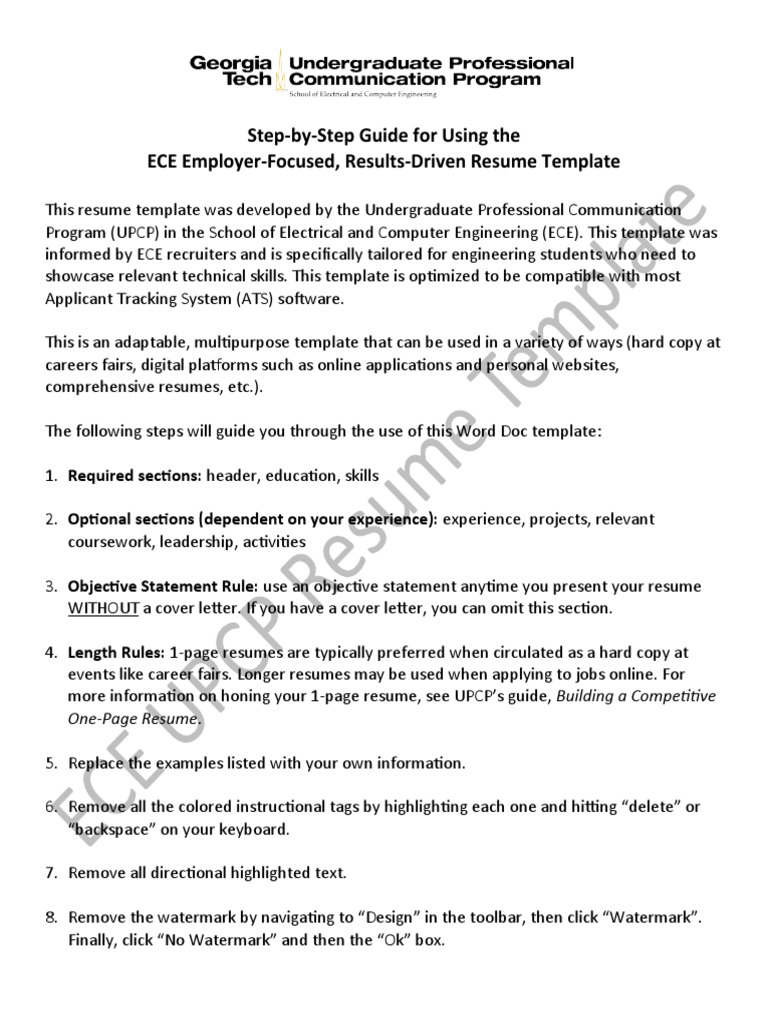 ECE Results-Driven Resume Template Guide | PDF | Résumé | Software ...