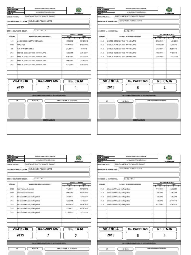 Rotulos Cajas 2019 | PDF | Policía | Responsabilidad
