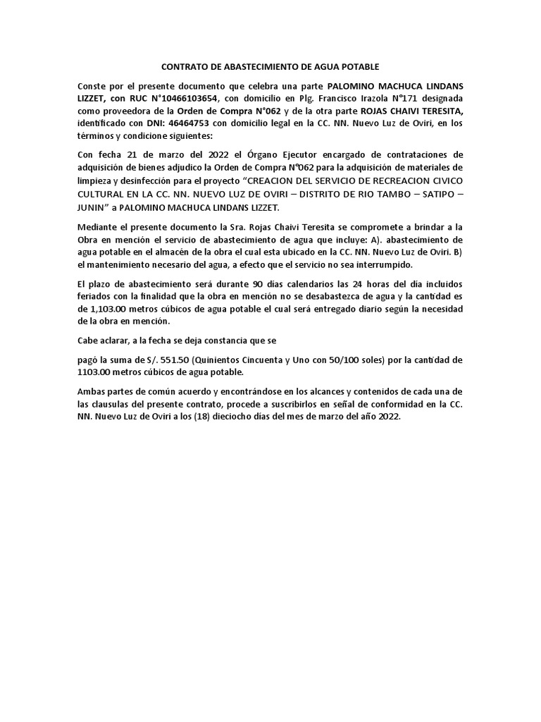 Contrato de Agua | PDF