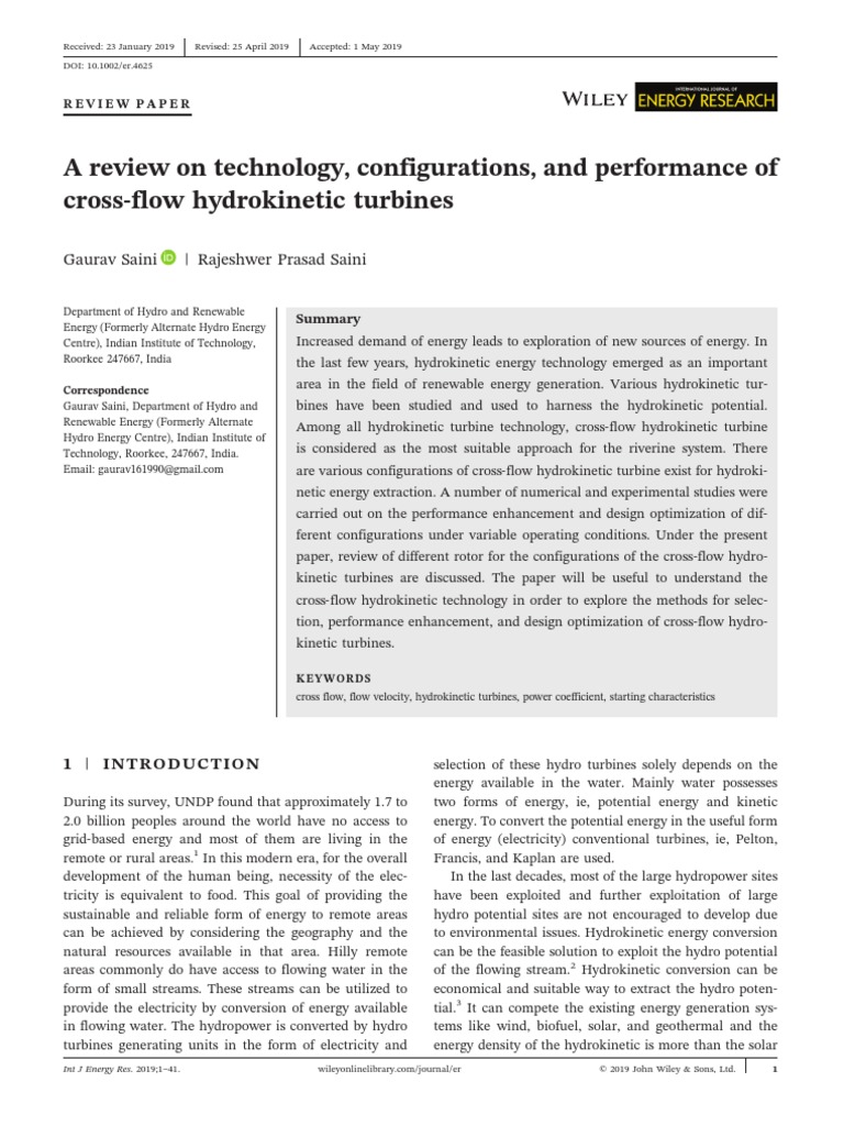 A Review On Technology, Configurations, and Performance of Cross Flow ...