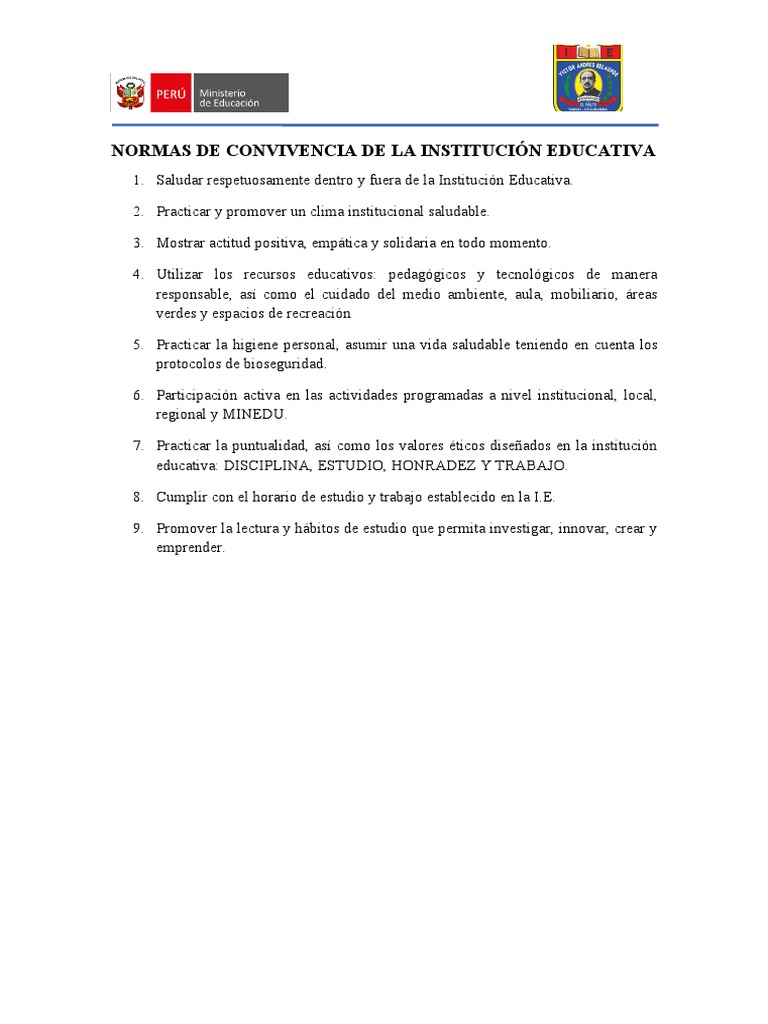 Normas de Convivencia 2022 | PDF | Crecimiento personal y profesional